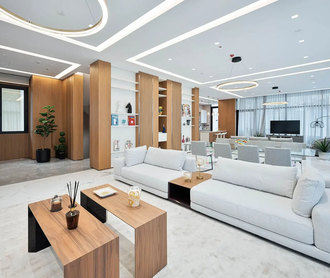 Contemporary living room with cozy decor