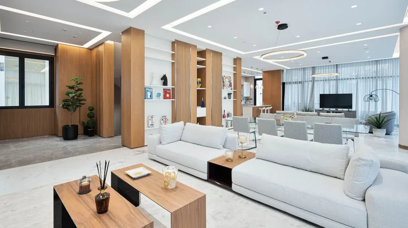 Contemporary living room with cozy decor