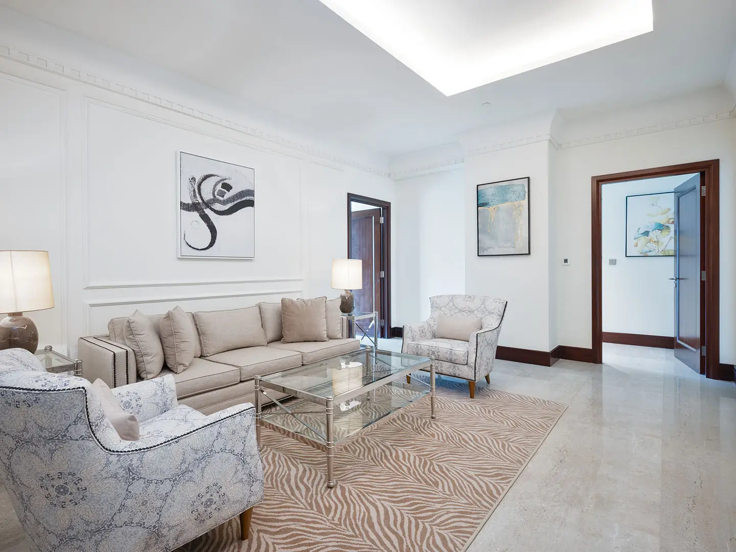 Soft neutral tones brighten sitting space