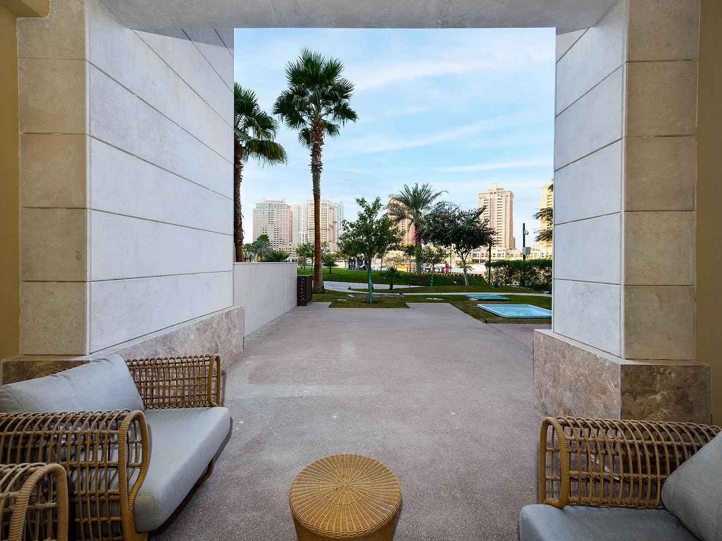 Modern patio with rattan furniture
