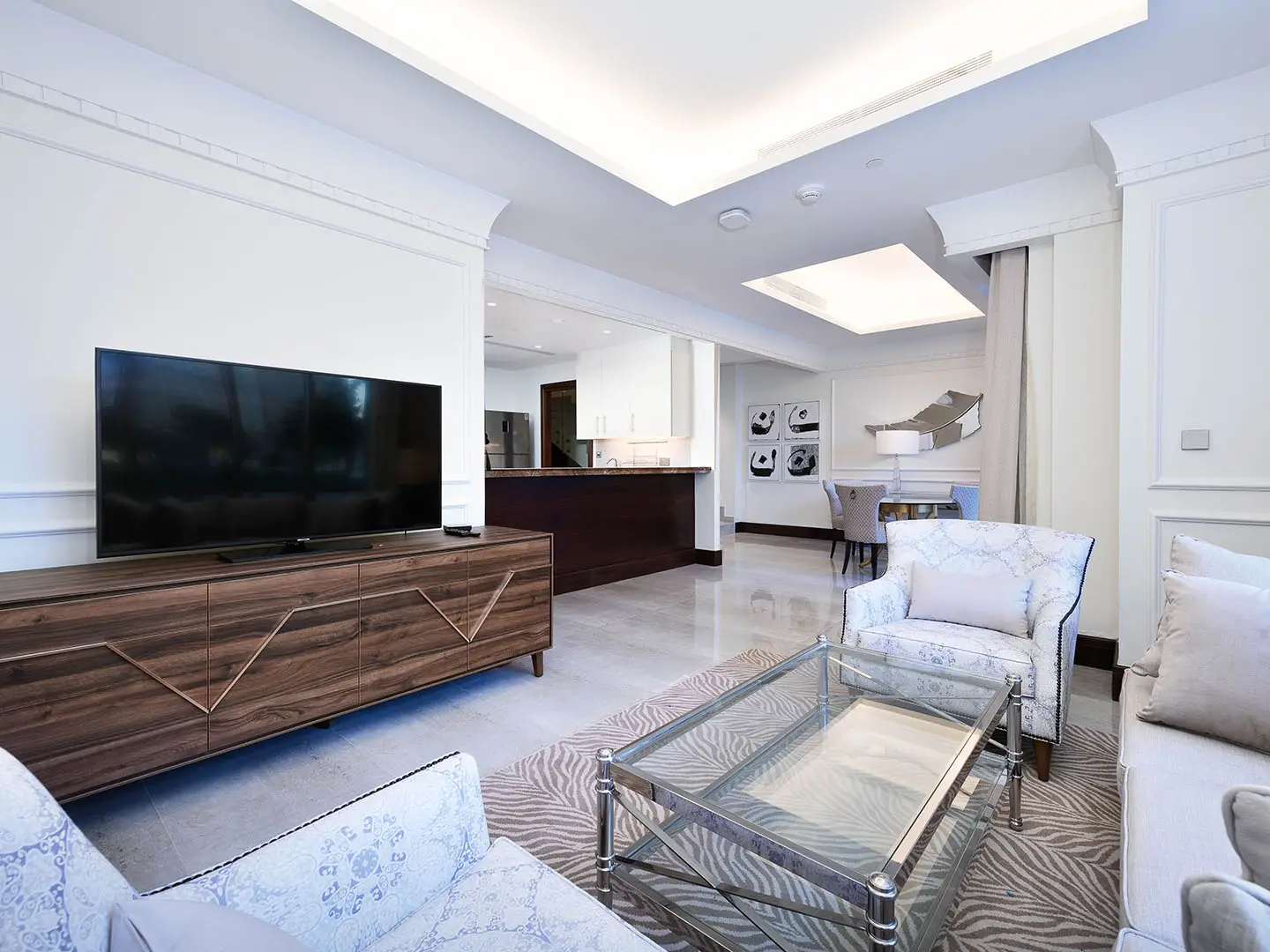 Classy lounge beside modern kitchen