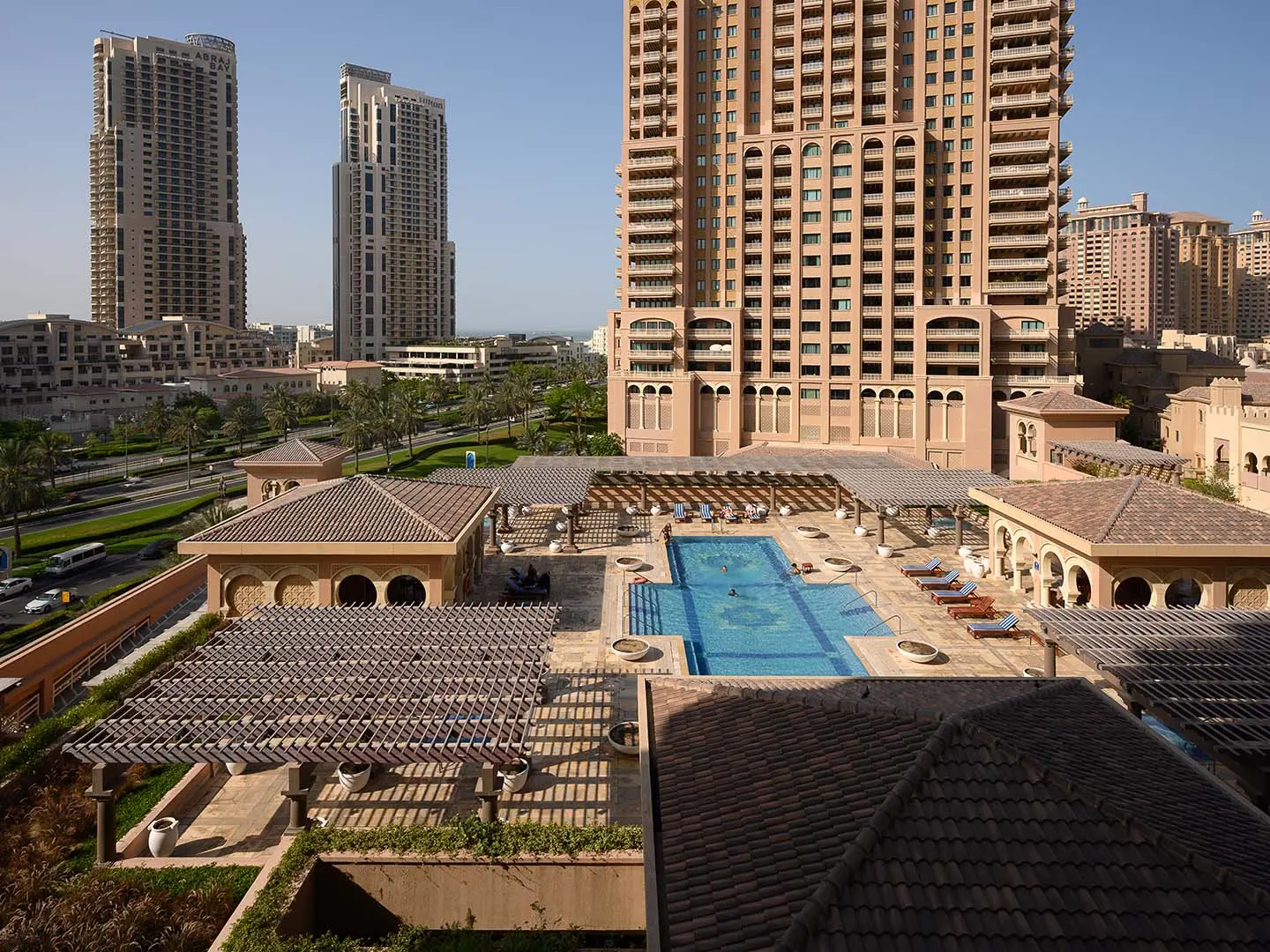 Cityscape at night with light reflections