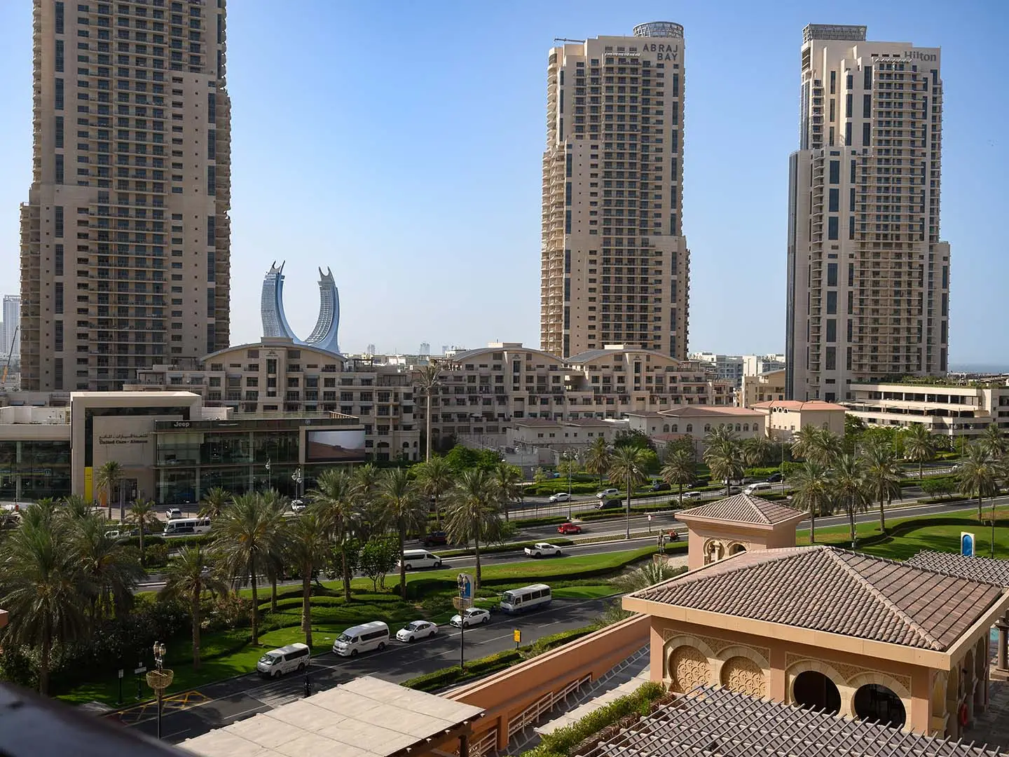 Cityscape at night with light reflections