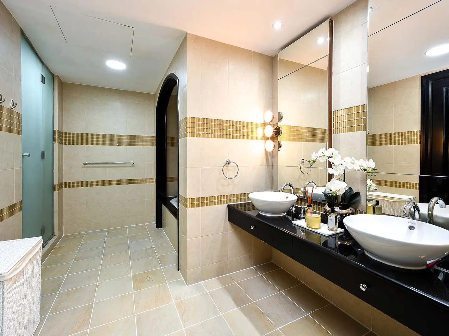 Doha skyline lit up at night