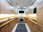 Modern kitchen with wood cabinets