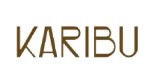 Logo with the word KARIBU in brown